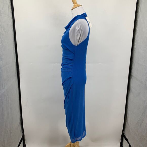 Hello Molly Dress Womens S Small Astral Cowl Neck Ruched Bodycon Side Zip Midi - Picture 4 of 13